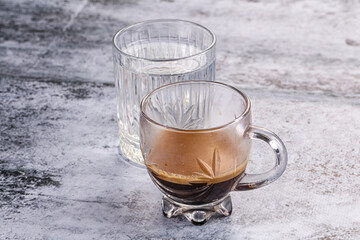 Hot strong espresso shot coffee