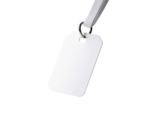 Fototapeta premium Blank white tag with a looped strap suitable for labeling or branding purposes