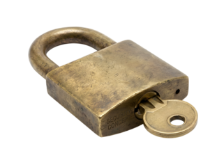 Vintage Brass Padlock with Key for Security and Protection