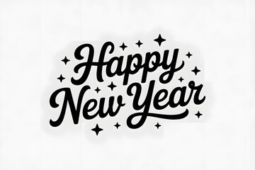 Happy new year elegant script design with sparkling stars.
