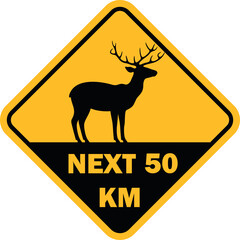 Deer road sign. Isolated deer on white background