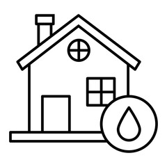 home with water droplet line icon with editable line icon