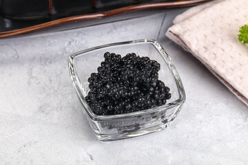 black sturgeon caviar in the bowl