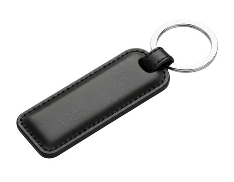 Black leather keyring mockup isolated cutout PNG