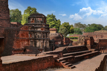 The ruins of Nalanda Mahavihara, Nalanda University Excavated Site, India
