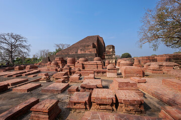 The ruins of Nalanda Mahavihara, Nalanda University Excavated Site, India