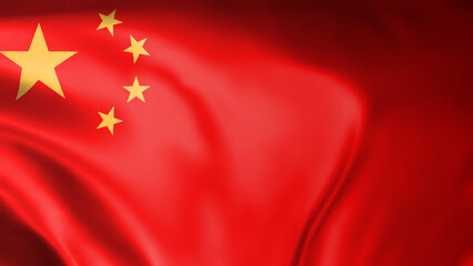 China flag cloth waving in wind isolated on black background