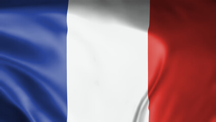 Fototapeta premium France cloth waving in wind isolated on black background