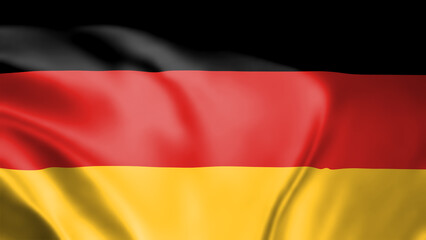 Germany flag cloth waving in wind isolated on black background