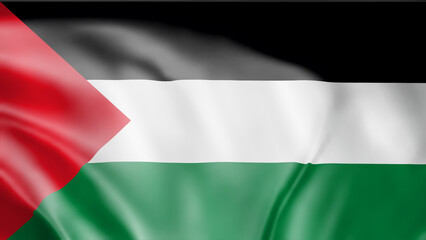 Palestine flag waving in wind isolated on black background