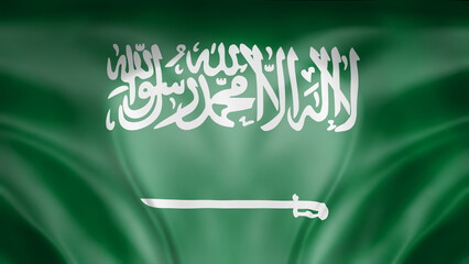 Saudi Arabia flag waving in wind isolated on black background
