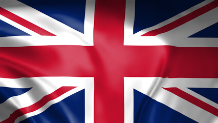 United Kingdom flag cloth waving in wind isolated on black background