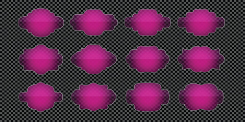 Set of twelve elegant magenta frames, labels, classic design and frames for various uses.