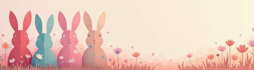 Fototapeta premium Many rabbits that are standing in the grass easter holiday