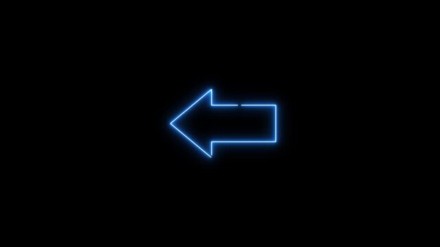 Blue Neon Arrow Pointing Leftwards on Black Background left arrow direction