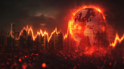 A digital line graph displays a sharp decline in interest rates, highlighting sudden market shifts and economic downturn trends.