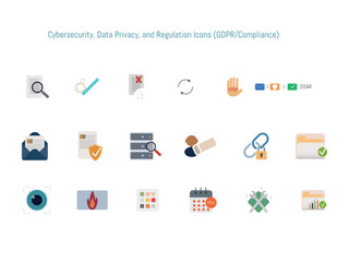Cyber security data privacy and regulation compliance icons