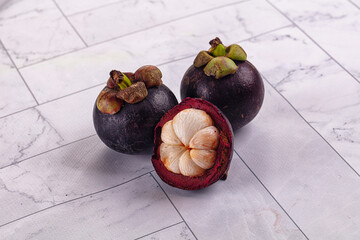 Ripe sweet juicy tropical mangosteen
