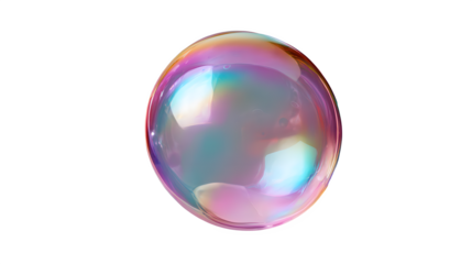 A single iridescent soap bubble floating against a stark black background in a studio setting
