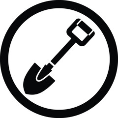 Silhouette shovel garden equipment inside circle vector Illustrator