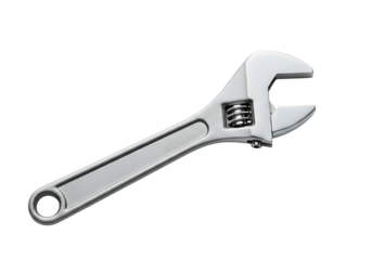 A shiny adjustable wrench tool with a black background ready for mechanical work and repairs