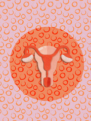 Paper-crafted uterus in a conceptual design, ideal for web, blog, flyer and banner use. Perfect for topics on women&rsquo;s health, education, reproductive rights and medical awareness visuals.