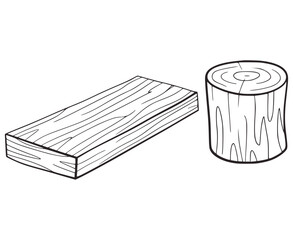 Wood plank and log with grain texture timber lumber