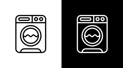 Washing Machine  White Icon Set Design