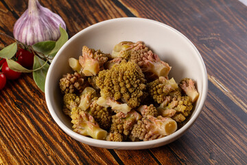 Vegan dietary steamed romanesco cabbage