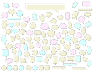 色ズレした吹き出しのセット　カラフル