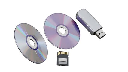  high-quality 3D rendered collection of various portable digital data storage devices isolated on a clean white background