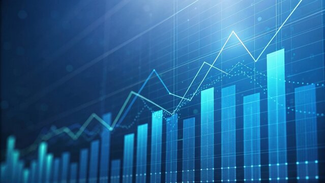 A digital representation of data trends, featuring blue graphs and charts that depict growth and analysis in a modern, tech-inspired style.
