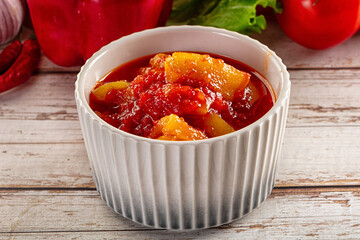 Hungarian lecho with pepper and tomato