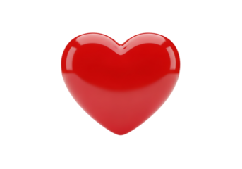 A glossy vibrant red heart symbol rendered in 3d with a dark solid background