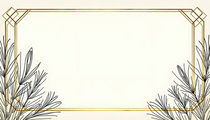 Botanical Line Geometry Intertwined With Luxe Gold Architectural Elements