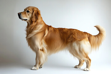Majestic golden retriever posing gracefully, an emblem of loyalty and companionship, ideal for pet-related campaigns and heartwarming family visuals