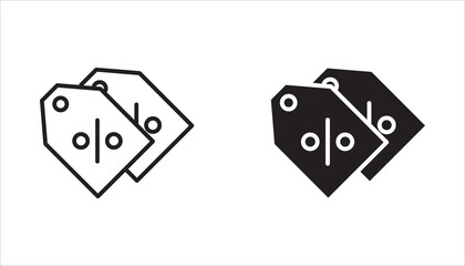 Vector creation of a set of discount thin line icons. Contains percentage up and down, labels, prices, coupons, special offers, promotions, flash deals, sales, badges, shopping tags, carts, prices.