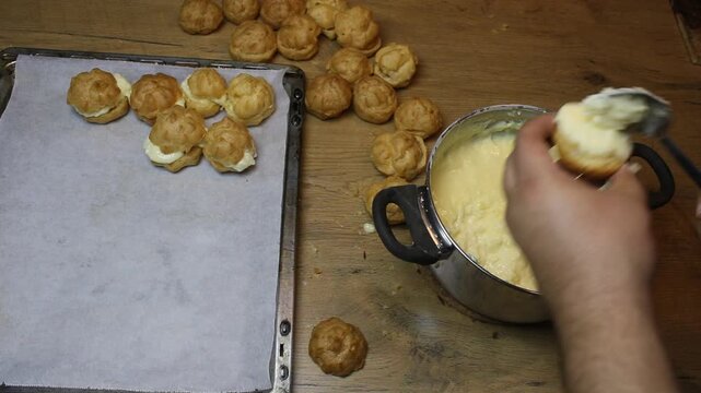 pudding filling on eclair or princess donut