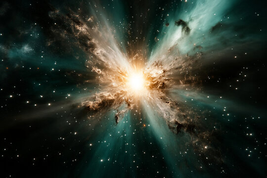 Radiating singularity generates waves of light in the depths of space