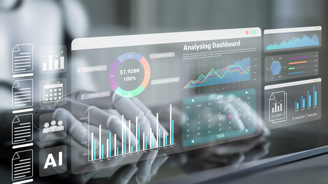 AI analyzing real-time financial data, automating budget tracking, and optimizing business expenses through smart visualization and predictive insights Parse