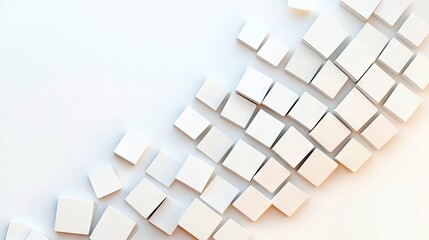 Abstract image of white cubes arranged in a pattern on a white background, creating a modern design.