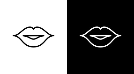 Kiss Lips  White Icon Set Design