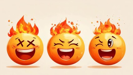 selective focus teen reaction emojis fire heart X WOW thumbs sideways - Powered by Adobe