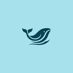 Simple whale logo with clean dark silhouette and smooth minimal form.