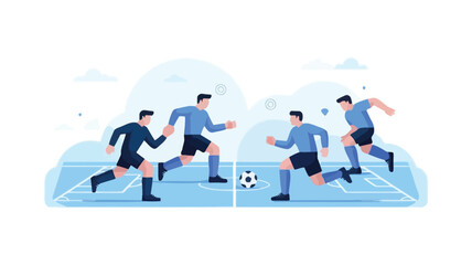 Obraz premium Minimalist geometric sports scene illustration with dynamic shapes and vibrant color accents