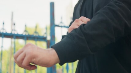 community cleanup effort, morning teamwork at neighborhood community project, early morning neighborhood cleanup with dedicated volunteers preparing materials and working collaboratively - Powered by Adobe