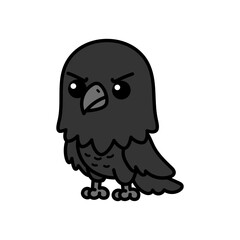 Cartoon Illustration of a Cute Crow