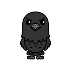 Obraz premium Cartoon Illustration of a Cute Crow