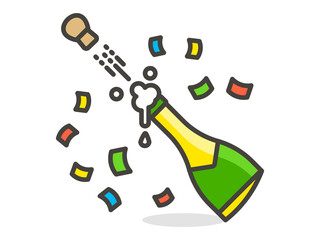 Celebration Champagne Bottle Pop – Festive Party Illustration with Confetti