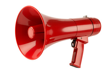 Red megaphone isolated on white background